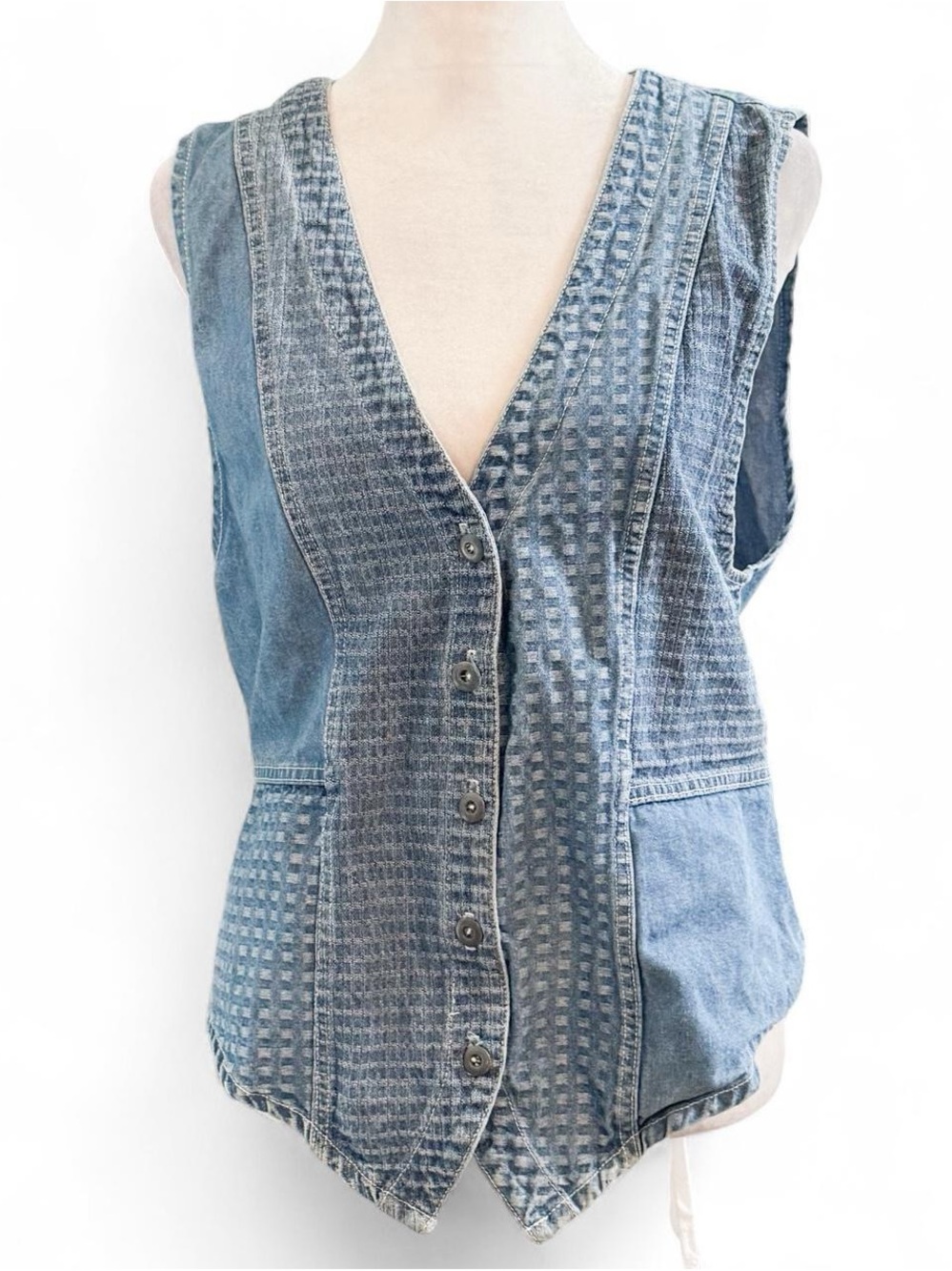 Venice Blues Vintage 90s Denim Button-Down Vest | Made in USA | Size S